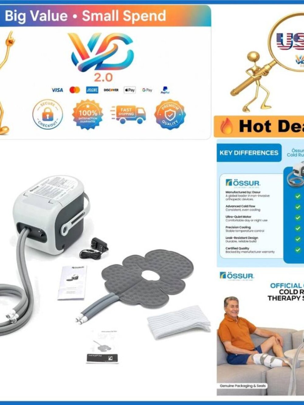 Ossur Cold Rush Therapy Ice Machine Cryotherapy System for Pain Relief